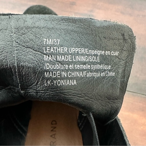 Size 7 Lucky Brand Leather Yoniana Black Pull On Wedge Ankle Boots Booties Shoes - Picture 7 of 7